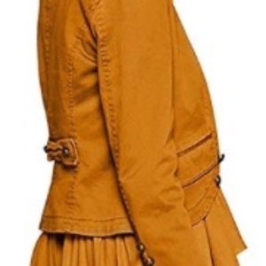 Mustard Gold Ruffle Military Jacket